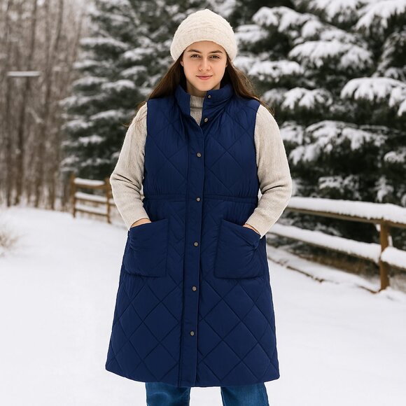 Dokotoo Jackets & Blazers - DOKOTOO Women's Quilted Long Navy Vest. XL